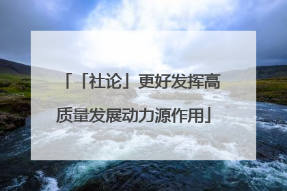 「社论」更好发挥高质量发展动力源作用