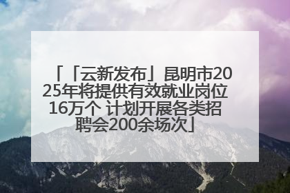 「云新发布」昆明市2025年将提供有效就业岗位16万个 计划开展各类招聘会200余场次