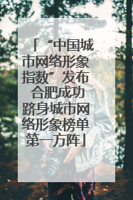 “中国城市网络形象指数”发布 合肥成功跻身城市网络形象榜单第一方阵
