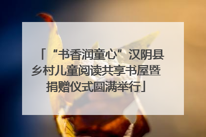“书香润童心”汉阴县乡村儿童阅读共享书屋暨捐赠仪式圆满举行