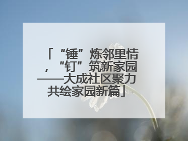 “锤”炼邻里情，“钉”筑新家园——大成社区聚力共绘家园新篇