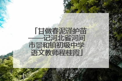 甘做春泥谨护苗——记河北省河间市景和镇初级中学语文教师程桂霞