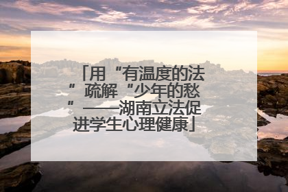 用“有温度的法”疏解“少年的愁”——湖南立法促进学生心理健康
