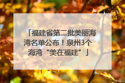 福建省第二批美丽海湾名单公布！泉州3个海湾“美在福建”