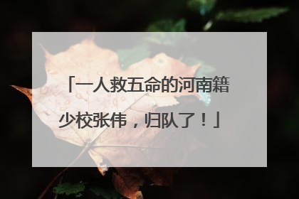 一人救五命的河南籍少校张伟，归队了！