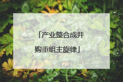 产业整合成并购重组主旋律