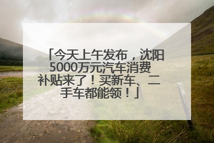 今天上午发布，沈阳5000万元汽车消费补贴来了！买新车、二手车都能领！