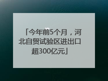 今年前5个月，河北自贸试验区进出口超300亿元