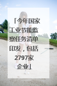 今年国家工业节能监察任务清单印发，包括2797家企业