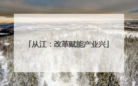 从江：改革赋能产业兴