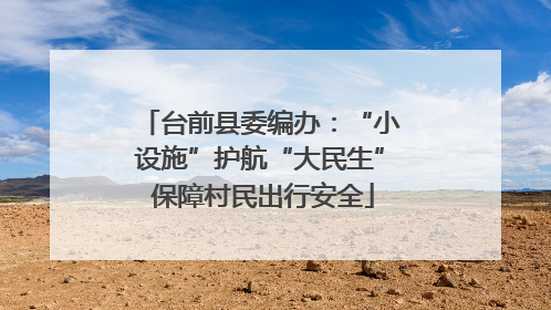 台前县委编办：“小设施”护航“大民生” 保障村民出行安全