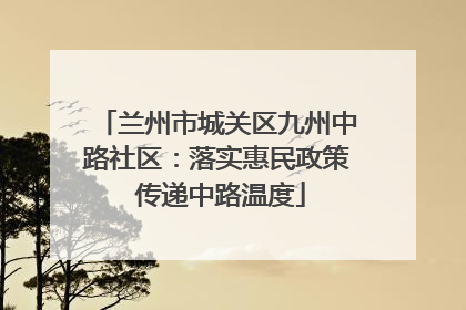 兰州市城关区九州中路社区：落实惠民政策 传递中路温度