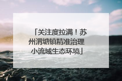 关注度拉满！苏州渭塘镇精准治理小流域生态环境