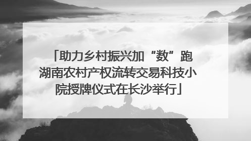 助力乡村振兴加“数”跑 湖南农村产权流转交易科技小院授牌仪式在长沙举行