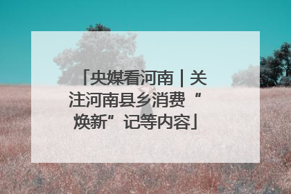 央媒看河南｜关注河南县乡消费“焕新”记等内容