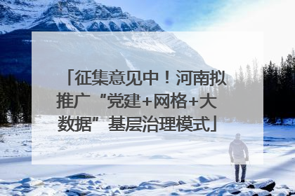 征集意见中！河南拟推广“党建+网格+大数据”基层治理模式