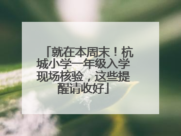 就在本周末！杭城小学一年级入学现场核验，这些提醒请收好
