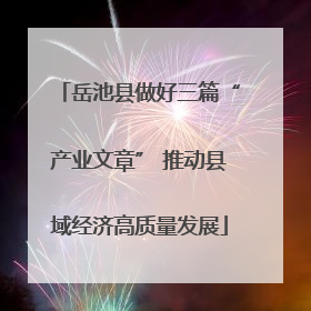 岳池县做好三篇“产业文章” 推动县域经济高质量发展