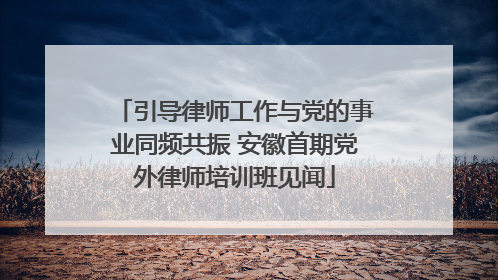 引导律师工作与党的事业同频共振 安徽首期党外律师培训班见闻
