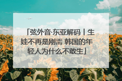 弦外音·东亚解码丨生娃不再是刚需 韩国的年轻人为什么不敢生