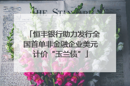 恒丰银行助力发行全国首单非金融企业美元计价“玉兰债”