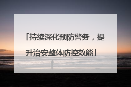 持续深化预防警务，提升治安整体防控效能