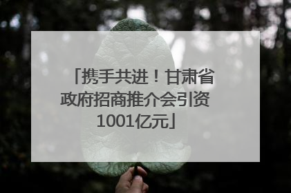 携手共进！甘肃省政府招商推介会引资1001亿元