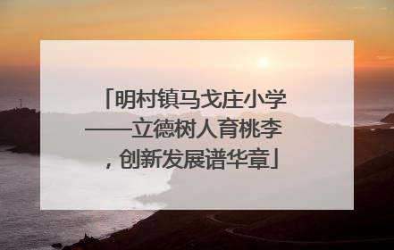明村镇马戈庄小学——立德树人育桃李，创新发展谱华章