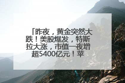 昨夜，黄金突然大跌！美股爆发，特斯拉大涨，市值一夜增超5400亿元！苹果传来大消息