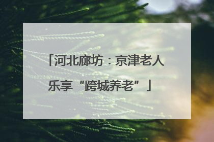 河北廊坊：京津老人乐享“跨城养老”