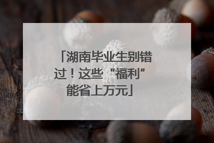 湖南毕业生别错过！这些“福利”能省上万元