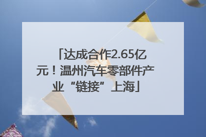 达成合作2.65亿元！温州汽车零部件产业“链接”上海