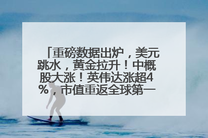 重磅数据出炉，美元跳水，黄金拉升！中概股大涨！英伟达涨超4%，市值重返全球第一！黄仁勋计划出售至多600万股股票