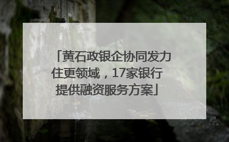 黄石政银企协同发力住更领域，17家银行提供融资服务方案