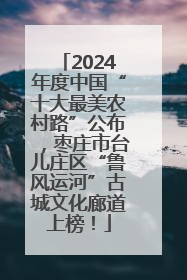 2024年度中国“十大最美农村路”公布，枣庄市台儿庄区“鲁风运河”古城文化廊道上榜！