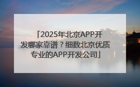 2025年北京APP开发哪家靠谱？细数北京优质专业的APP开发公司